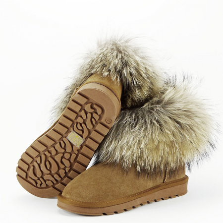 Ghete din piele naturala camel cu blanita Carina 19 [5]
