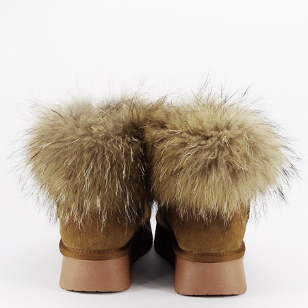 Ghete din piele naturala camel cu blanita naturala W5893 19 [3]