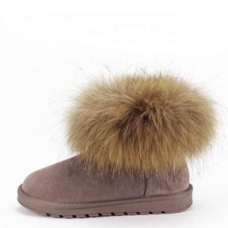 Incaltaminte toamna-iarna piele - Ghete din piele naturala kaki cu blanita Carina 19