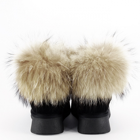 Ghete din piele naturala negre cu blanita naturala W5893 19 [3]
