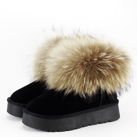 Ghete din piele naturala negre cu blanita naturala W5893 19 [1]