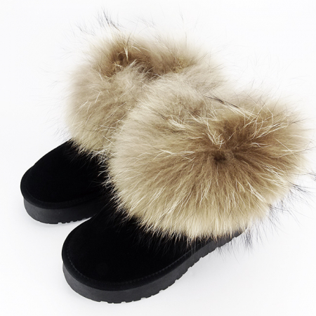 Ghete din piele naturala negre cu blanita naturala W5893 19 [7]