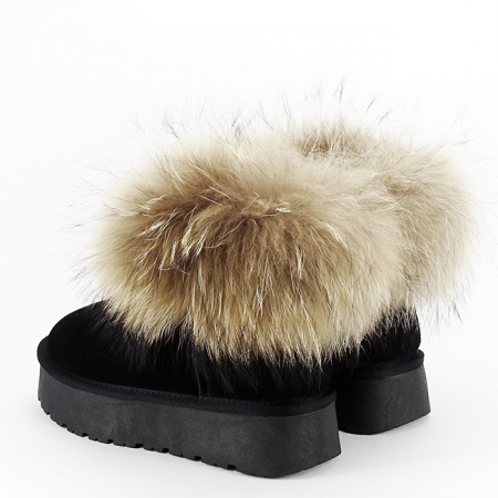 Ghete din piele naturala negre cu blanita naturala W5893 19 [2]