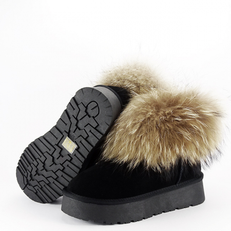 Ghete din piele naturala negre cu blanita naturala W5893 19 [6]
