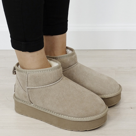 Ghete kaki deschis din piele naturala NN604 116 [6]
