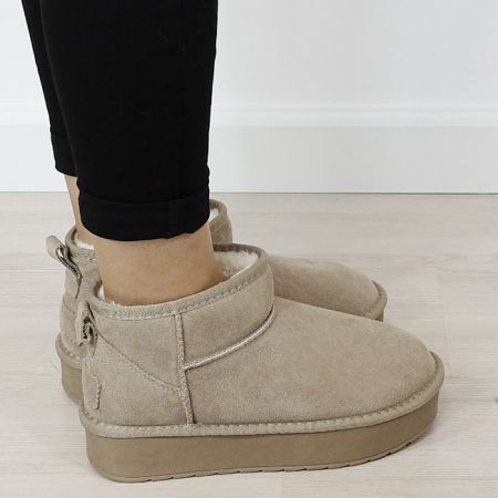 Ghete kaki deschis din piele naturala NN604 116 [5]