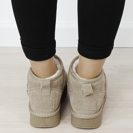 Ghete kaki deschis din piele naturala NN604 116 [4]