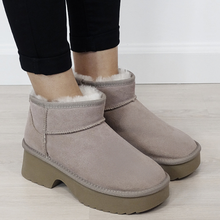 Ghete kaki deschis din piele naturala W5878 114 [6]