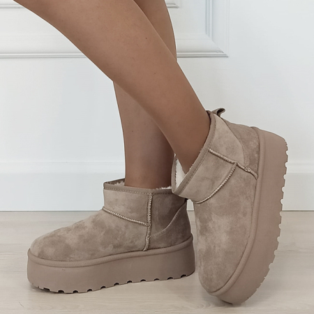 Noutati - Ghete kaki deschis imblanite cu talpa groasa LT33-43 112