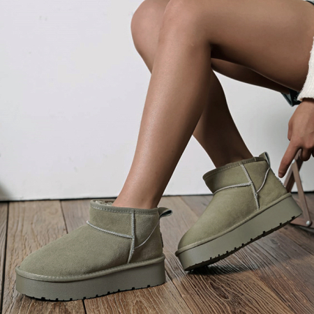 Cizme - Ghete kaki din piele naturala JB1924 111