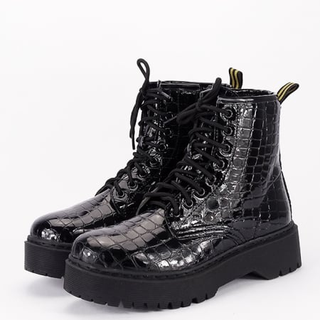 Ghete - Ghete negre cu imprimeu de reptila G-7695 118