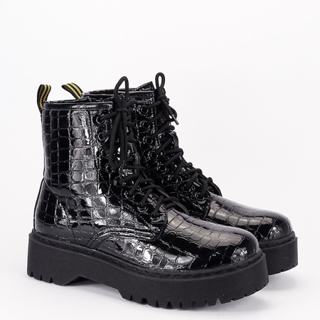 Ghete negre cu imprimeu de reptila G-7695 118 [4]