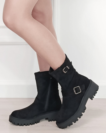 Ghete - Ghete negre dama cu talpa groasa H8-623 115