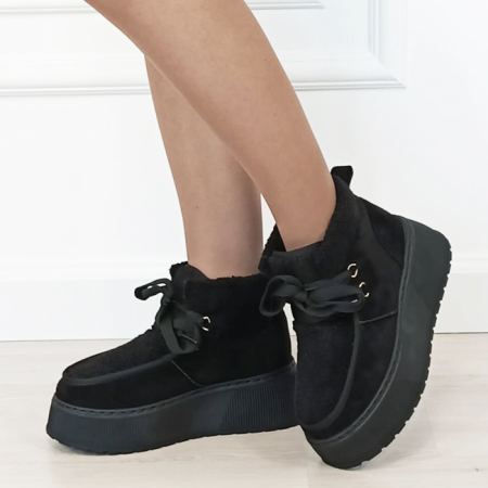 Cizme si botine - Ghete negre imblanite 25815 115