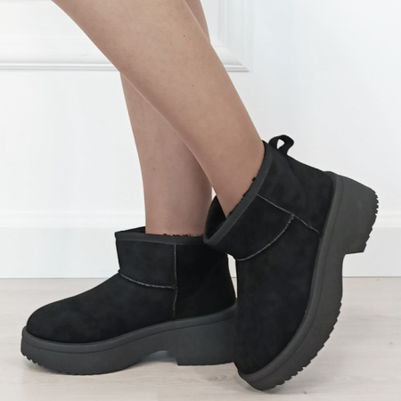 Noutati - Ghete negre imblanite cu talpa groasa LT33-49 113