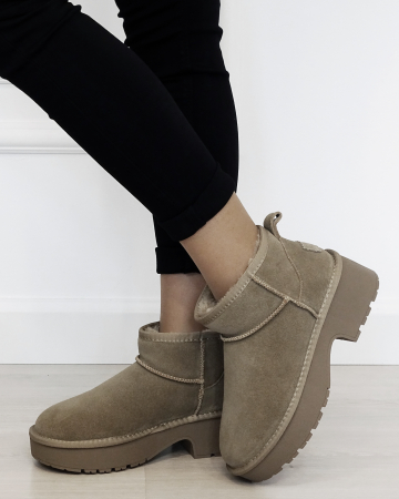 Ghete taupe cu platforma din piele naturala JB1999 116 [1]