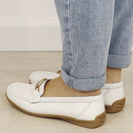 Mocasini albi de tip loafers din piele naturala 0511 01 [2]
