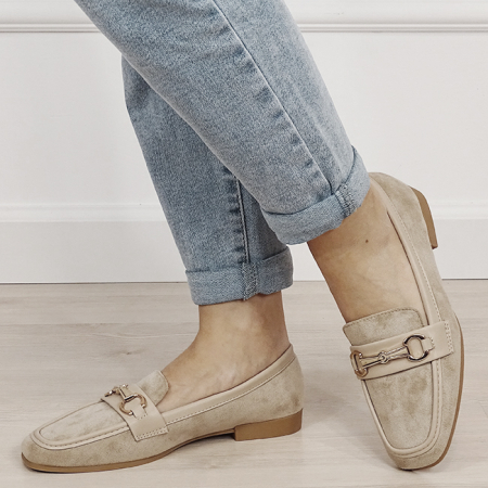 Noutati - Mocasini bej de tip loafers 9736 01