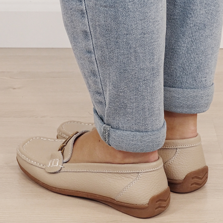 Mocasini bej de tip loafers din piele naturala 0511 01 [2]