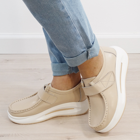 Mocasini bej din piele naturala WKS01 M7 [1]