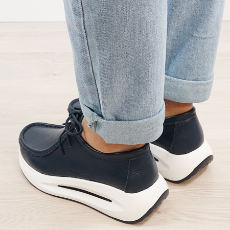 Mocasini bleumarin din piele naturala WKS02 M7 [2]