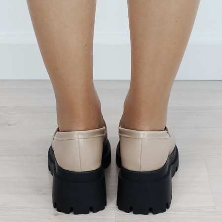 Mocasini dama bej tip loafers cu talpa groasa 1815 04 [3]