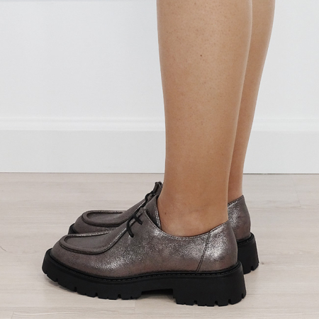 Mocasini dama bronz metalizati cu siret DQY9011 02 [2]