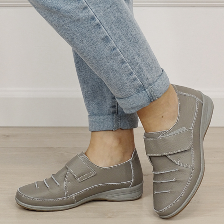 Noutati - Mocasini gri din piele naturala 5085. M3