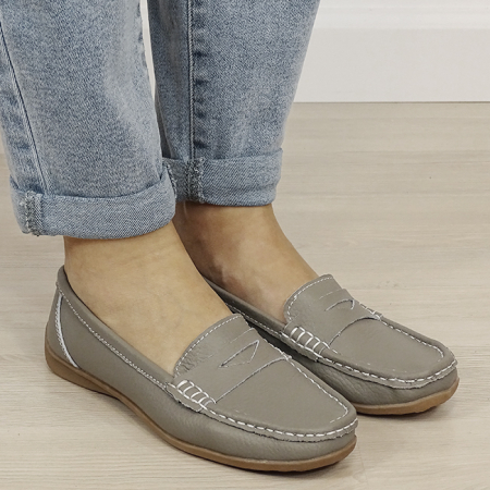 Mocasini gri din piele naturala 5128 M4 [5]