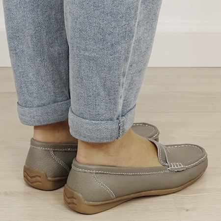 Mocasini gri din piele naturala 5128 M4 [4]