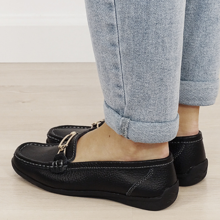 Mocasini negri de tip loafers din piele naturala 0511 01 [2]