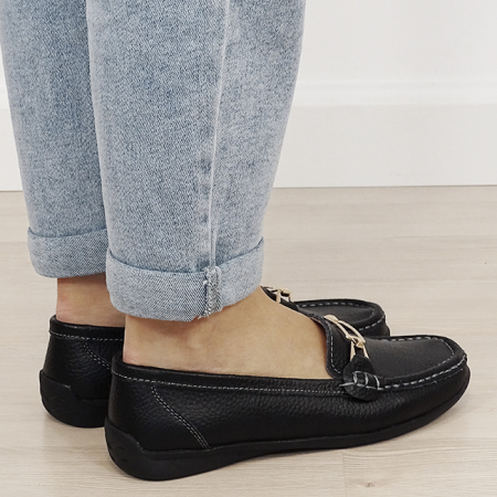 Mocasini negri de tip loafers din piele naturala 0511 01 [4]