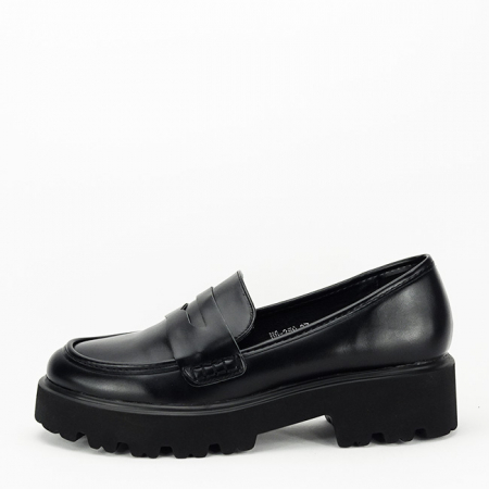 Mocasini si balerini - Mocasini negri de tip loafers H8-359 M2
