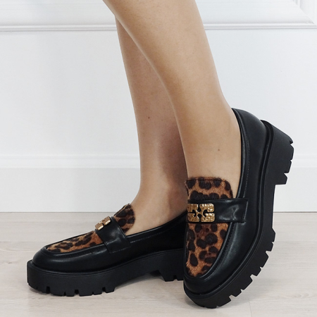 Mocasini negri tip loafers cu imprimeu leopard texturat 1889 04 [1]