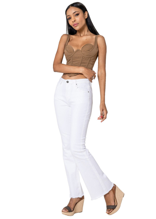 Oferte Speciale - Pantaloni albi Evazati Nina Carter J230-2 M7