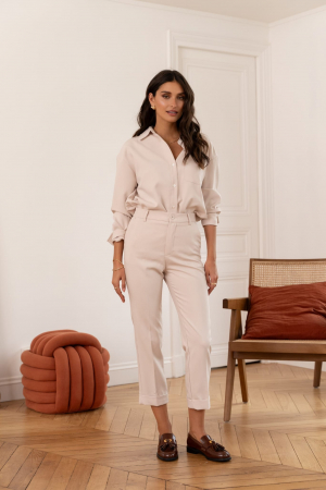 Blugi si pantaloni - Pantaloni bej tip Cigarette, Oraije C2031BG