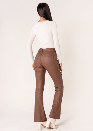 Pantaloni evazati din piele ecologica Maro mat LP302 M9 [4]