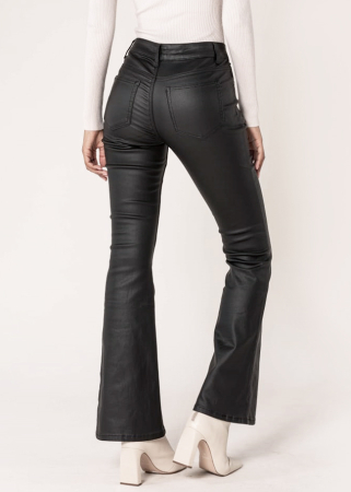 Pantaloni evazati din piele ecologica Negru mat LP301 M9 [3]