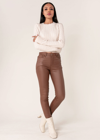 Pantaloni skinny din piele ecologica Maro mat LC001-2 M9 [2]