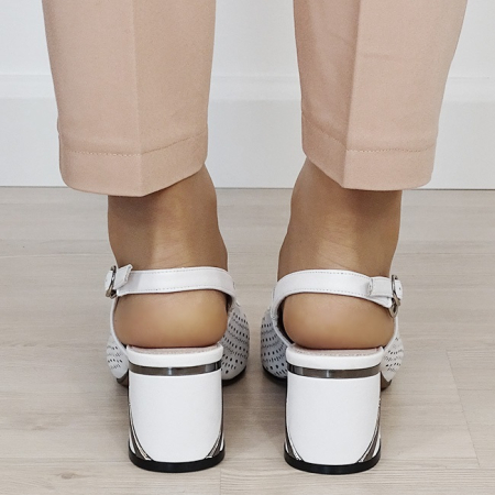 Pantofi albi perforati din piele naturala BY6885-2 02 [3]