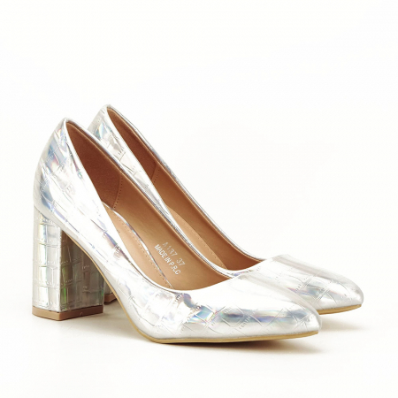 Pantofi argintii cu imprimeu reptila Fancy 01 [1]