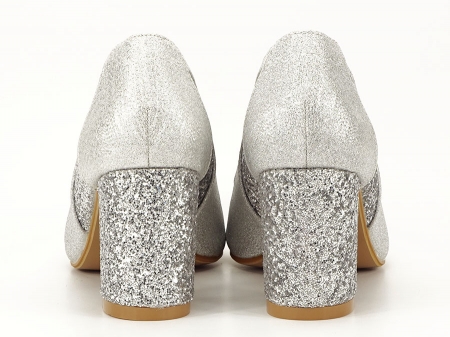 Pantofi eleganti argintii cu toc comod Liana [4]