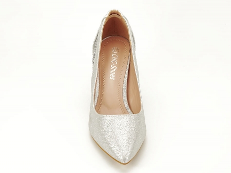 Pantofi eleganti argintii cu toc comod Liana [6]
