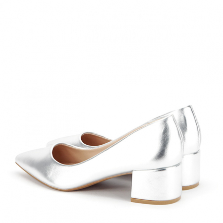 Pantofi argintii cu toc mic Elena 01 [6]