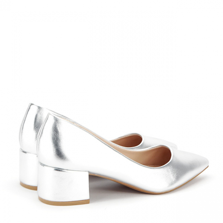 Pantofi argintii cu toc mic Elena 01 [4]