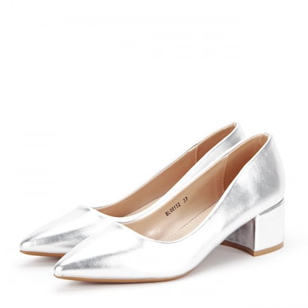 Pantofi argintii cu toc mic Elena 01 [1]