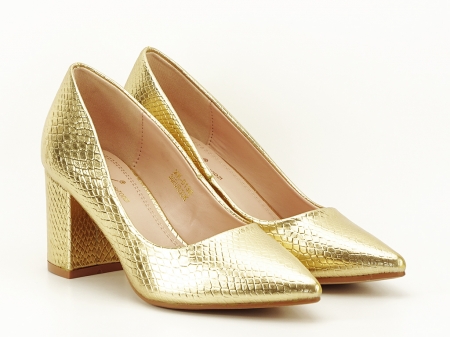 Pantofi aurii cu imprimeu de sarpe Ami [2]