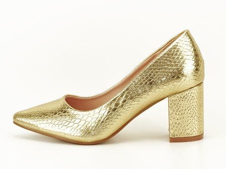 Pantofi aurii cu imprimeu de sarpe Ami [0]