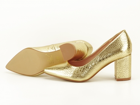 Pantofi aurii cu imprimeu de sarpe Ami [1]