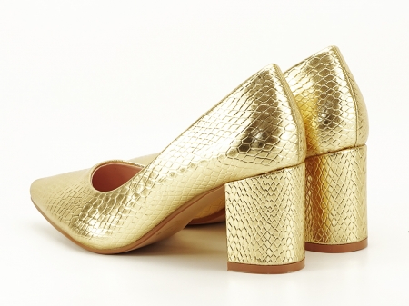 Pantofi aurii cu imprimeu de sarpe Ami [5]